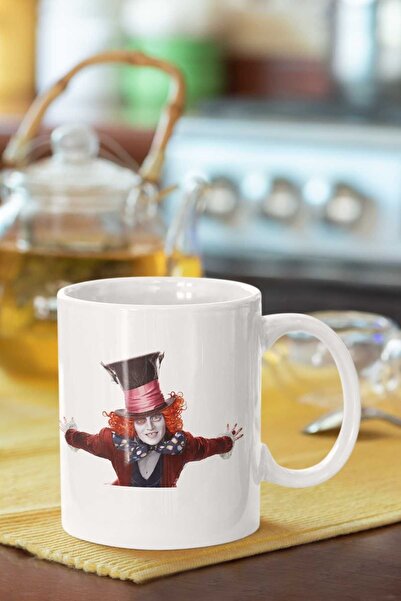 Piktorya هدية عصرية على شكل كوب أبيض مطبوع من Mad Hatter