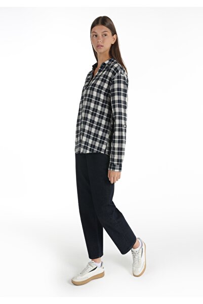 Colin's Regular Fit Shirt Neck Women's Navy Blue Roll-Up Shirt Cl 1065073