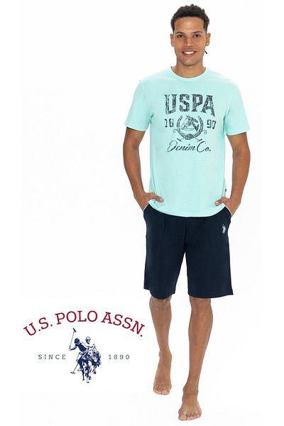 U.S. Polo Assn. Set de pijamale pentru tricou și pantaloni scurți USPA Vega pentru bărbați - MER.1.GJ.J8.777.8.QX.El7.W7.YDD