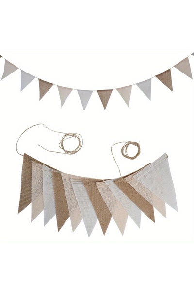 Choice لافتة عيد ميلاد من الكتان متعددة الألوان على شكل مثلثات معلقة على شكل ...