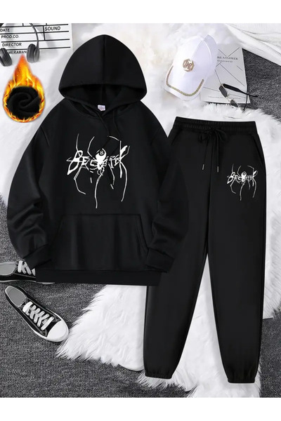 Frisson Με σχέδιο με κουκούλα Σετ αθλητικών ειδών άνετο και μοντέρνο