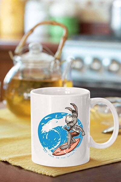 Piktorya كوب مطبوع عليه حمار راكب الأمواج