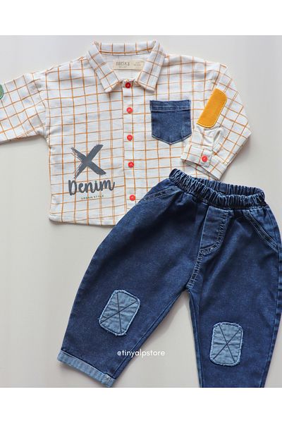 Necix's Comfortable and Soft Fabric Design Pattern Baby Boy 2-Piece Set with Jeans Pants