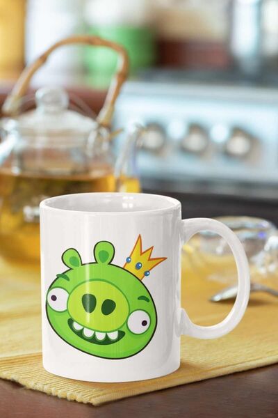 Piktorya كوب أبيض مطبوع عليه خنزير سعيد هدية عصرية