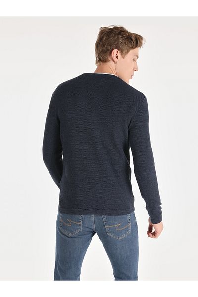 Colin's Pulover albastru pentru bărbați, slim, cu gât rotund, uni, Cl 1065743