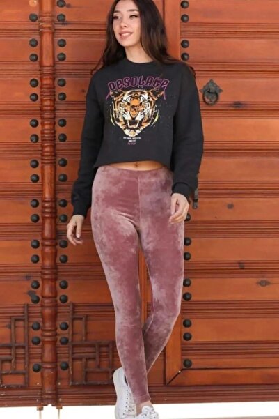 Swana Ženske roze Visok struk Somot tajice