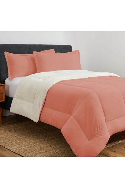 Orange Bed & Bath Sosoft | Winter Double Size Fur Comforter Set 3 Pieces - Pink Orange|269 × 234 Cm