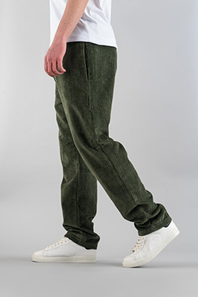 bombe Men's Trousers Khaki Corduroy Comfortable Fit Stretchy Baggy Zippered Trousers