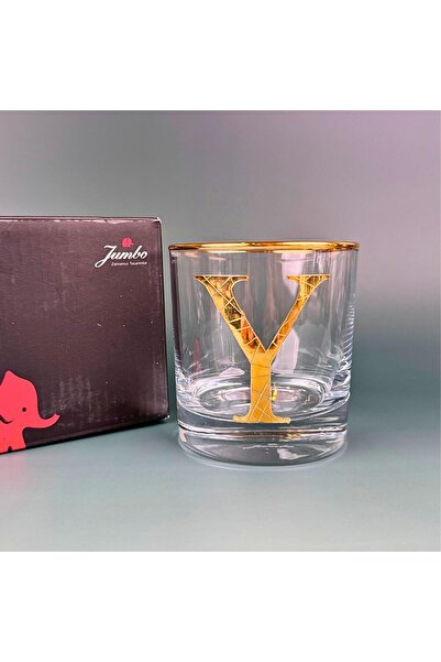 PERLOTUS Jumbo Series - Gold Gilded Whiskey Glass with Letter Y