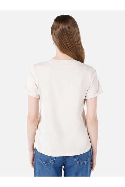 Colin's Regular Fit Crew Neck Printed Ecru Women's Short Sleeve T-Shirt Cl 1067937