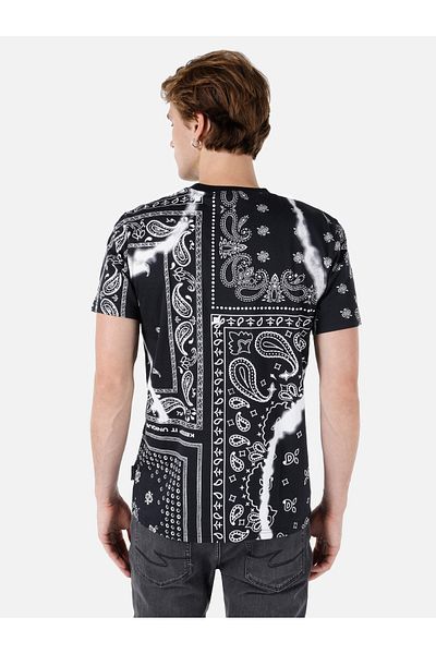 Colin's Regular Fit Crew Neck Printed Black Men's Short Sleeve T-Shirt Cl 1068207