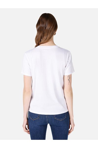 Colin's Tricou alb de damă cu mânecă scurtă