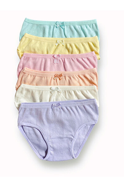 FORMO 6'lı Kız Çocuk Pamuklu Karışık Renkli Jakarlı Kaliteli Yumuşak Külot