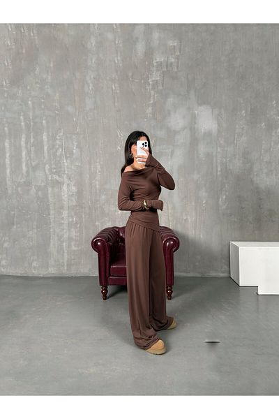 solena sln Σετ μπλούζας και παντελονιού ασύμμετρης κοπής - Modal