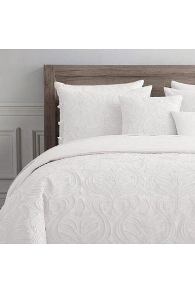 Orange Bed & Bath طقم لحاف زها 100% قطني مكون من 8 قطع، أبيض، 270 × 230