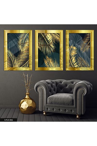 Evinemoda Masa cu oglinda din plexiglas Leaf Gold 3 piese