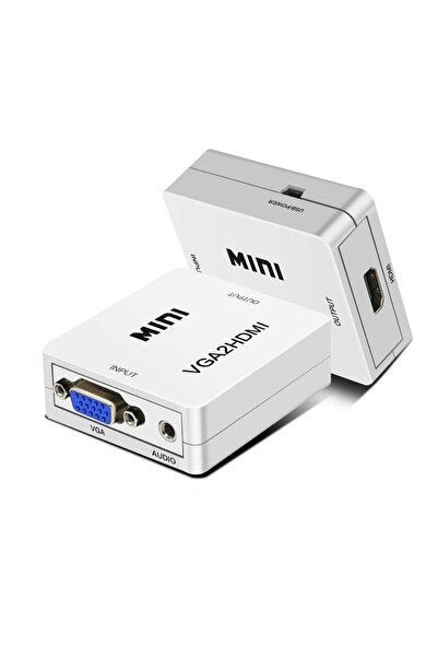 Derwell Vga To Hdmi Çevirici Dönüştürücü Adaptör Video Kutusu Ses Adaptörü Di...