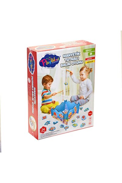 Nilly Toys ONY-381 عقد، لعبة سمكة خشبية بمقبض مغناطيسي