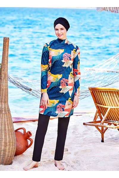 ROZAMAY licra top patterned islamic swimsuit