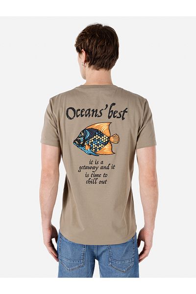 Colin's Tricou cu mânecă scurtă pentru bărbați, gri cu imprimeu, cu croiala normală, cu decolteu triplu Cl 1068195