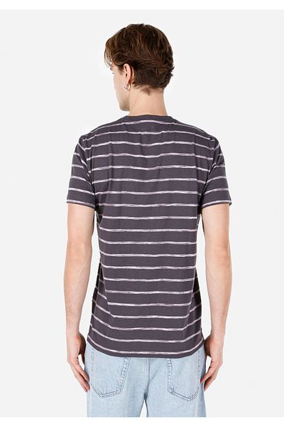 Colin's Regular Fit Round Neck Striped Men's Anthracite Short Sleeve T-Shirt