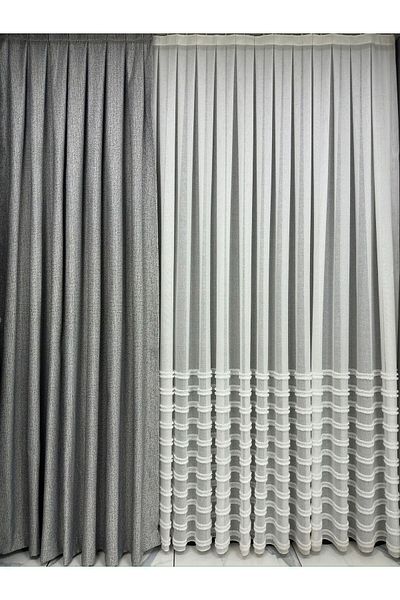Taç Dizar Gray Glitter Background Curtain - 1/3 Close Pleat
