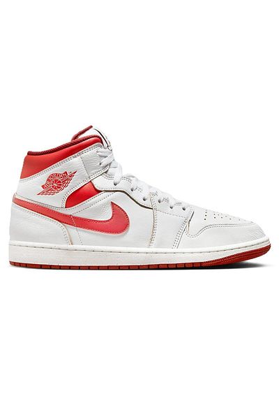 Nike Air Jordan 1 Mid Se Leather Unisex Sneaker Γνήσιο δέρμα ψηλά αθλητικά παπούτσια Λευκά