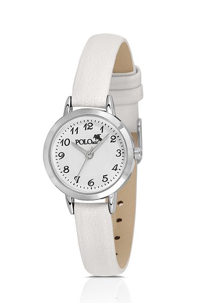 Polo Air Classic Leather Band Women Wrist Watch White Silver Color Pl-1518B2X