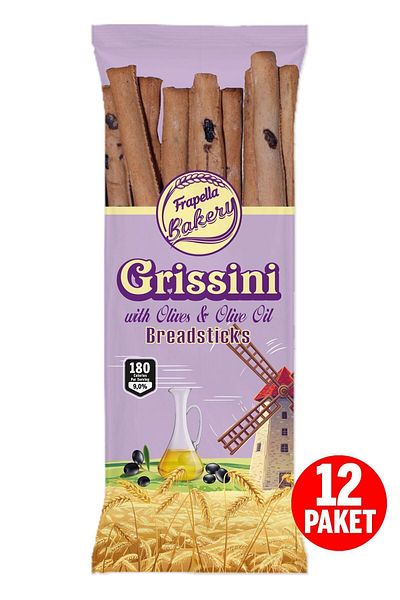 Frapella 12 Packs of Grissini with Olive and Olive Oil - 70 Gr.