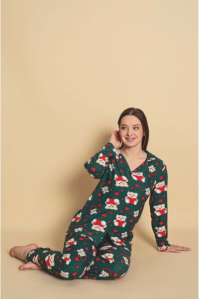 Sude Women's Front Button New Season Homewear Pajamas Set New Season