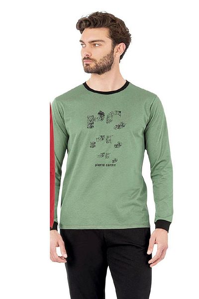 Pierre Cardin 6069 Ανδρικό Σετ Πυτζάμες Πράσινο Μακρυμάνικο