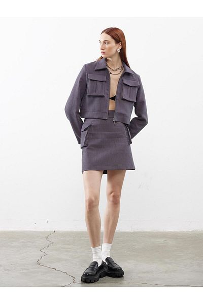 Juste Anthracite Velvet Jacket - Pocket Detail