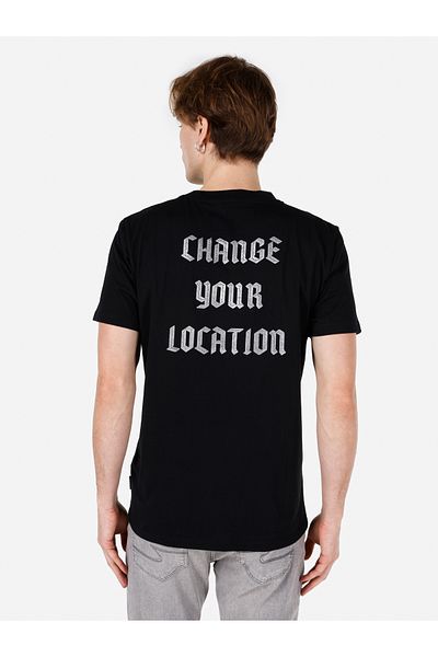 Colin's Black Crew Neck Printed Men's Short Sleeve T-Shirt - Cl 1068187