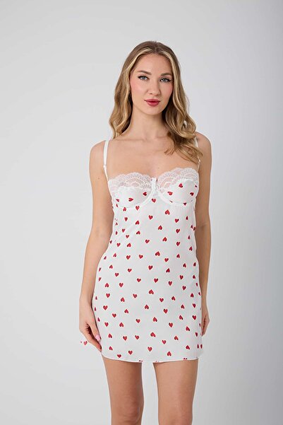 Asel Kalp Desenli Gecelik