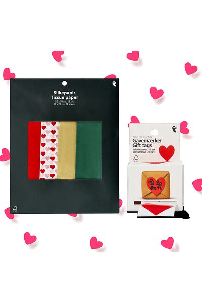 Flying Tiger Set of 12 Plush Paper 50 cm X 70 cm - Heart Shaped Gift Tag Set Valentine's Day