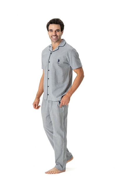 U.S. Polo Assn. US Polo Assn18808 Ανδρικό Σετ Πιτζάμα με κοντό μανίκι μπροστά-Μπλε ναυτικό