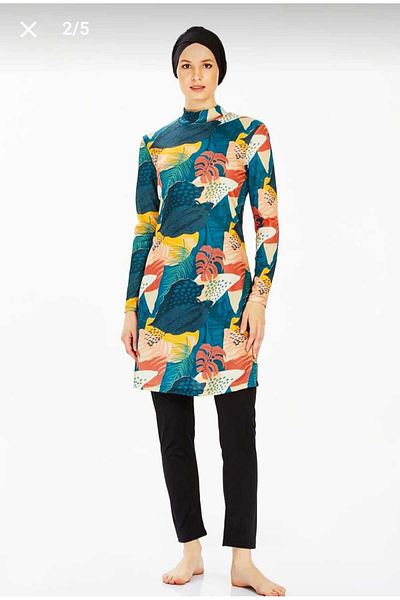 ROZAMAY licra top patterned islamic swimsuit