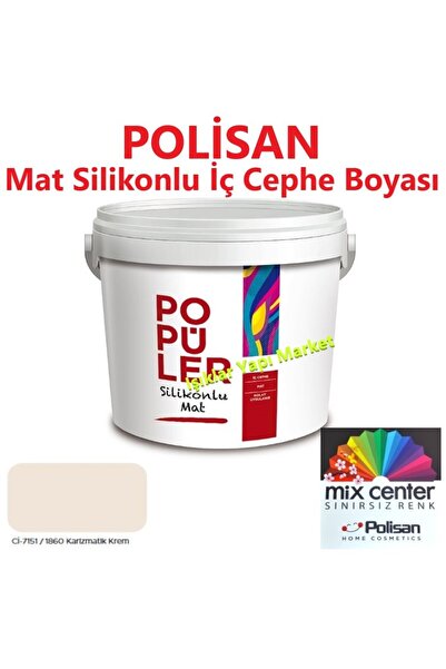 Polisan POPÜLER -Silikonlu-iç Cephe -Duvar Boyası -Karizmatik Krem -3,5Kg. -P...