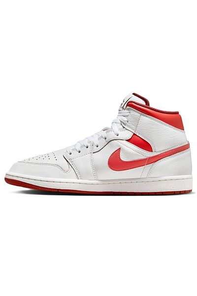 Nike Air Jordan 1 Mid Se Leather Unisex Sneaker Γνήσιο δέρμα ψηλά αθλητικά παπούτσια Λευκά