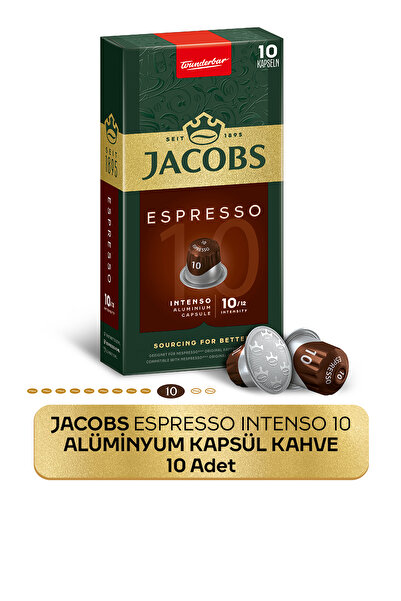 Jacobs Espresso 10 Intenso Nespresso Uyumlu Alüminyum Kapsül Kahve 10 Adet