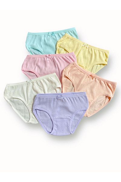 FORMO Pachet de 6 chiloți moale din bumbac pentru fete, în culori mixte, jacquard