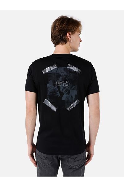 Colin's Regular Fit Crew Neck Printed Black Men's Short Sleeve T-Shirt Cl 1068192