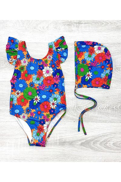 My Kids Wear Back Cross Ruffle Detailed Boned Girl's Swimsuit