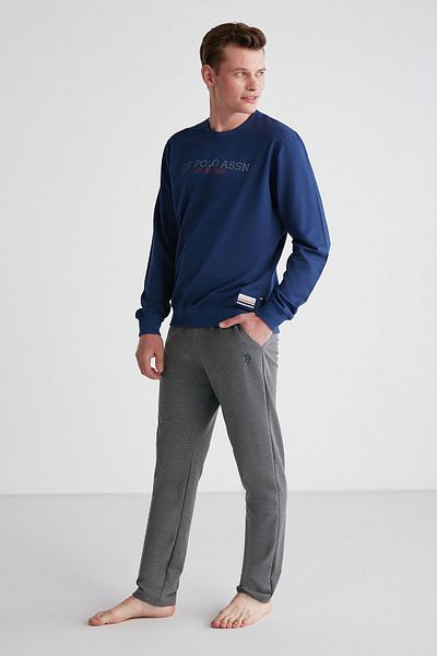 U.S. Polo Assn. 18757 Ανδρικό σετ πιτζάμες με στρογγυλή λαιμόκοψη σε μπλε ναυτικό