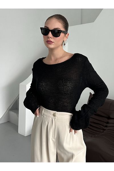 Laluvia Pulover negru transparent - 7190