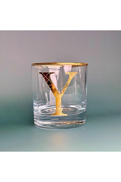PERLOTUS Jumbo Series - Gold Gilded Whiskey Glass with Letter Y