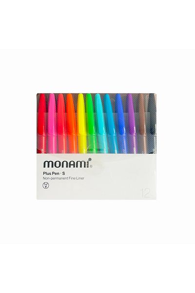 Monami 12 Color Plus Pen Fine Liner Felt Tip Pen Set