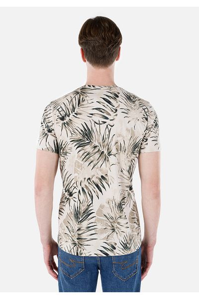 Colin's Tricou cu mânecă scurtă pentru bărbați, cu decolteu rotund, cu imprimeu, bej, Cl 1067738