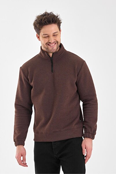 yakamor Ανδρικό φούτερ ψηλός λαιμός με μισό φερμουάρ