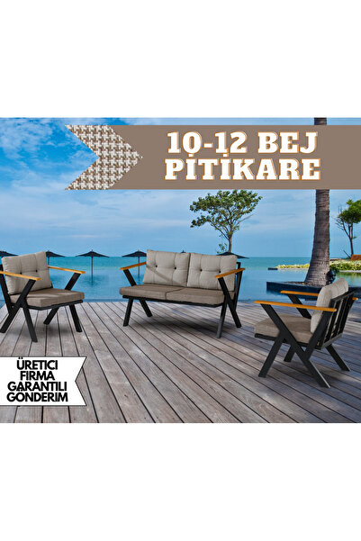 Dekoroom's Zeta 2 1 1 Pofuduk Balkon Takımı, Bahçe Mobilyası, Çay Seti, Kafe ...